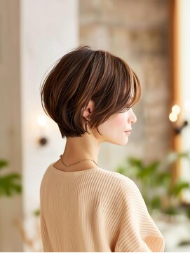 ハピネスフィール 宇治店(Happiness FEEL) 絶壁解消くびれ丸みショートボブ/顔周りカット