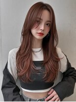 レア 新越谷(LEA) 韓国風ウェーブレイヤー × カシスブラウン
