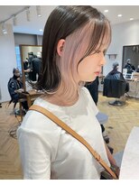 ロンド レア 天神大名店(Lond Le’a)&nbsp;インナーカラー/イヤリングカラー/ミルクティベージュ/ボブ/博多