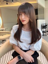 ロンドメリア 天神大名店(Lond Melia) ★グレージュカラー斜めバングデザインカラーシルキー ベージュ