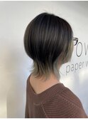 大人可愛い20代30代40代小顔ウルフレイヤーボブインナーシルバー