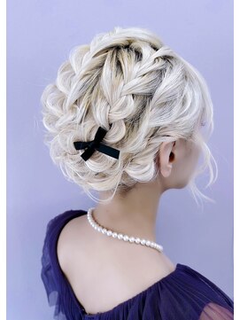 プルクラ ロッポンギ(Pulchra ROPPONGI) 編み込みアップスタイル/アップ/リボン/ヘアセット