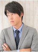 作り込まない七三分けアッシュオリーブウルフショート仙台愛子