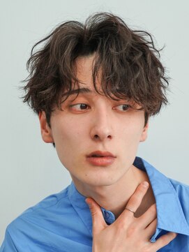 エリマ 横浜西口(elima) 横浜西口シャドウパーマメンズマッシュウルフカット波巻きパーマ