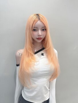 ラピス 渋谷本店(Lapis) オレンジカラー/レイヤーカット/シールエクステ/髪質改善