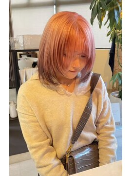 桃の木 ヘアー(桃の木 hair) サーモンピンクグラデーションカラー