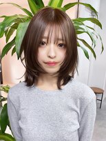 アルバム 銀座(ALBUM GINZA) ミディアム顔周りレイヤー前髪カット似合わせカット_F1303