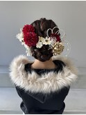成人式ヘアセット　シニヨンアレンジ
