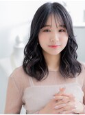 暗髪/ダークアッシュ/シースルーバング/ニュアンスパーマ/艶髪g