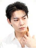 ビジネスメンズショートリクルート七三かき上げヘアツーブロック