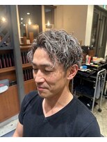 ジェットブラックキューサンロク(JET BLACK 936)&nbsp;白髪ぼかし×ホワイトメッシュ×ツイスパ