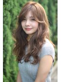 斜めバングにランダムウェーブのフェザーロング♪藤沢