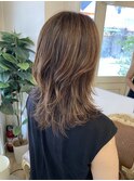 大人女子に人気ウルフミディ外ハネアッシュオリーブ梅ヶ丘美容室