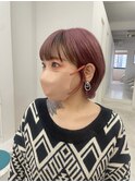 ローズピンクカラー×前髪インナーローライト