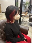 ウルフカット/インナーカラー/レッド/くびれヘア/20代30代