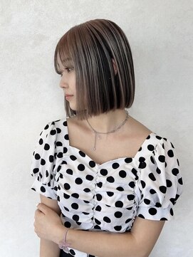 アースコアフュールボーテ 新潟中野山店 (EARTH coiffure beaute) ブラウン_アンブレラカラー_透明感_切りっぱなし