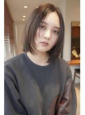 大人ボブ大人ショートボブ切りっぱなしボブ前髪あり前下がりボブ