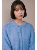 黒髪ボブ艶髪ネビージュ小顔ヘアワンレン