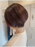 美シルエット丸みショートボブ×艶ブラウン【EDGE大分】