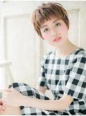 mod's天神/ぱっつん前髪ハイライトイメチェンハンサムショートb