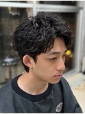 アクティブショート短髪パーマスパイキーパーマメンズショート