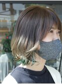 インナーカラーボブウルフ