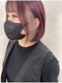 ミニボブ ボブ オルチャンヘア 赤カラー インナーカラー 韓国