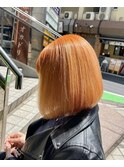 コーラルオレンジカラー/韓国ボブ/まとまるボブ