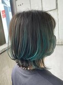 【ウルフカット/グラデーションカラー/エメラルド】20代30代40代