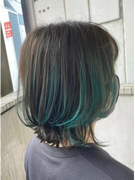 マティーナ ヘアー 池袋(Matina hair) 【ウルフカット/グラデーションカラー/エメラルド】20代30代40代
