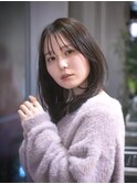 顔まわりレイヤー/顔周りカット/小顔カット/ミディアム/茶屋町