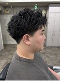 メンズセンターパートウルフセンターパートニュアンスパーマ襟足