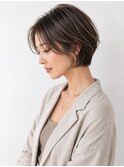 40代50代ショートヘア/ショートカット/ショートボブ 白髪ぼかし