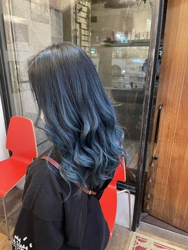 ヘアーワークス アンビエント(Hair works Ambient) バレイヤージュカラー#ブラック×ブルー【Ayaka】