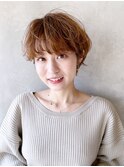 ふわっとショート_チェリーブラウンフェミニンロング_58882