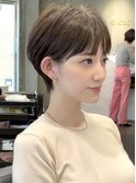 分け目なしマッシュショート/30代/40代/前髪あり/耳掛け