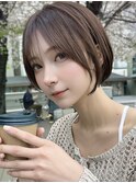 顔周りレイヤー小顔丸みショート/黒髪地毛風カラー/池袋