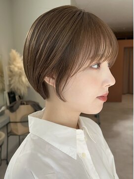 ノラ ギンザ(NORA GINZA) 丸みショートマッシュコンパクト黒髪ベージュショート前髪あり