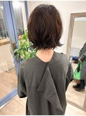 高塚/大人切りっぱなしボブパーマくせ毛風パーマグレージュ