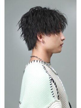 リップスヘアー 梅田(LIPPS hair) メンズツイストスパイラルパーマウルフカットコンマバングヘア