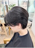 韓国マッシュ　センターパート　フェザーパーマ　メンズ