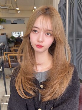 コート 表参道(Cote) 韓国風くびれヘアフェイスレイヤーグレージュ後毛ミルクティー