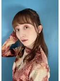 編み込みハーフアップ