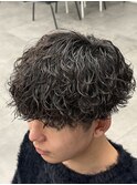 波巻きシャドウパーマラウンドマッシュ