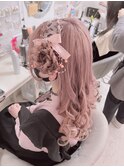 お花羊耳ヘアセット【神戸三ノ宮ヘアセット専門店achieve】