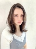 大人ミディアム韓国レイヤーアッシュブラウン透明感20代30代40代