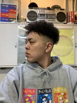 メリケンバーバーショップ フクオカ(MERICAN BARBERSHOP FUK)&nbsp;ハイライトマッシュパーマウルフアッシュブラック