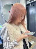 ピンクベージュダブルカラーインナーカラーケアブリーチ