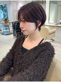 前髪あり耳掛け丸みくびれ大人ショートボブ20代30代40代50代*