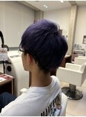 メンズスタイルラベンダー艶カラー爽やかショートヘア